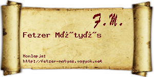 Fetzer Mátyás névjegykártya